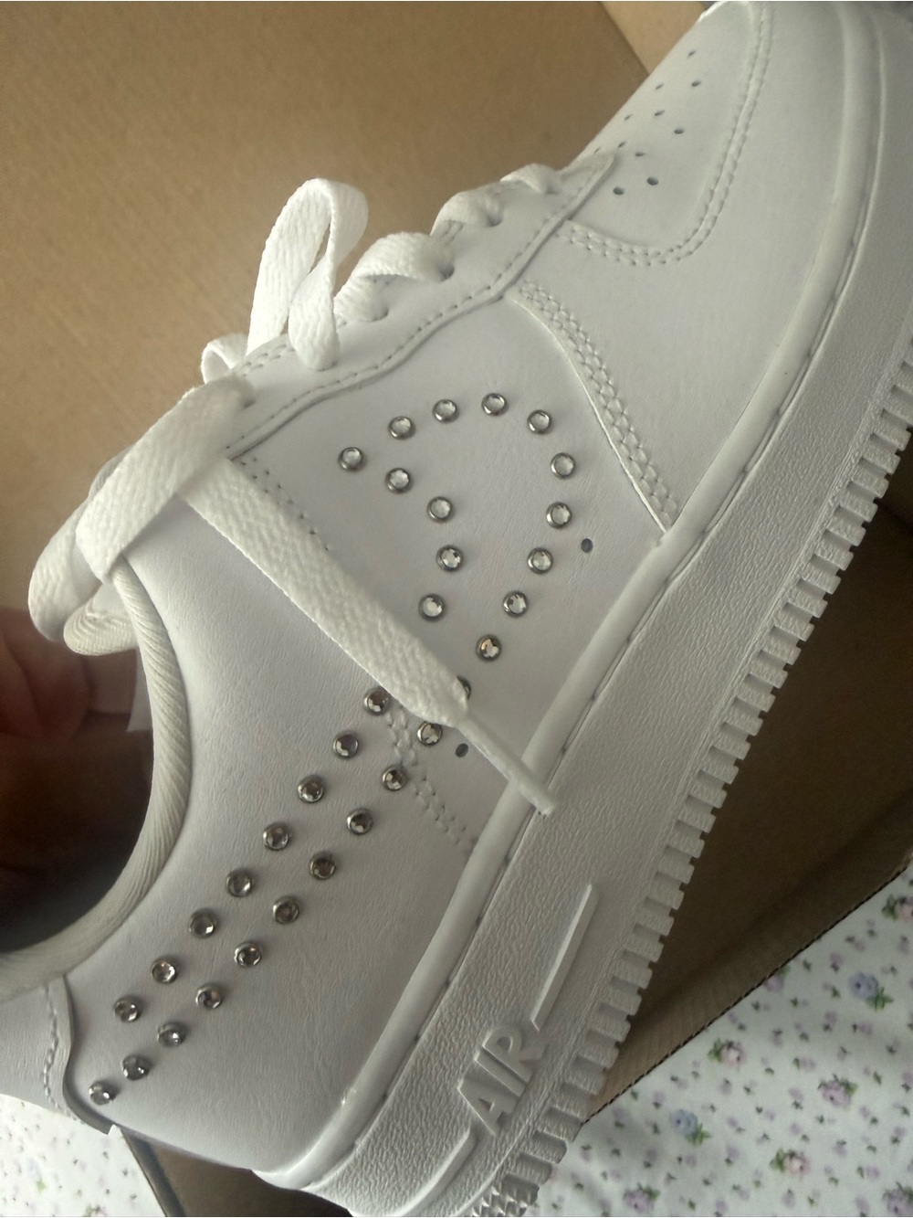 Nike ❤️ White Women's Rhinestone Accent Casual Sneakers